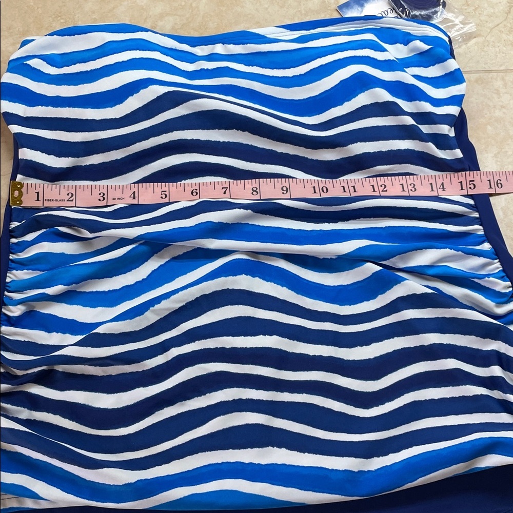 Tankini Top Size 14 Blue Wave Stripe Swimwear White American Beach Swimsuit - Picture 8 of 12